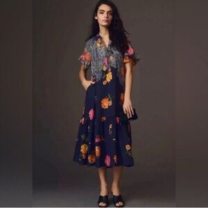 Anthropologie Blue Motif Maxi Dress